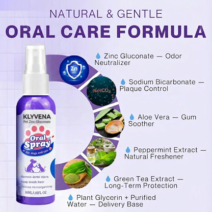 KLYVENA™ Advanced Pet Oral Spray | Fresh Breath, Plaque Biofilm & Gum Care — No Brushing