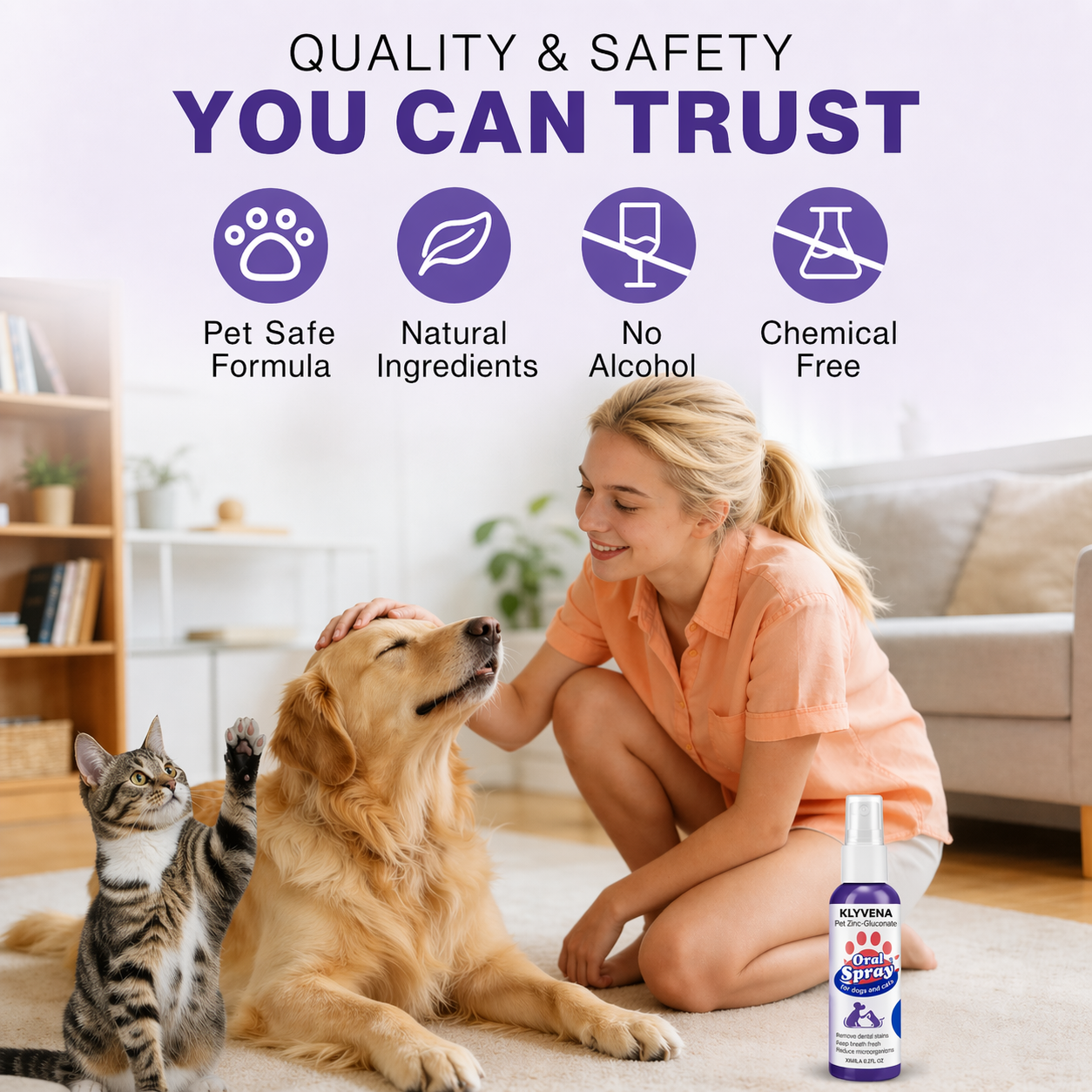KLYVENA™ Advanced Pet Oral Spray | Fresh Breath, Plaque Biofilm & Gum Care — No Brushing